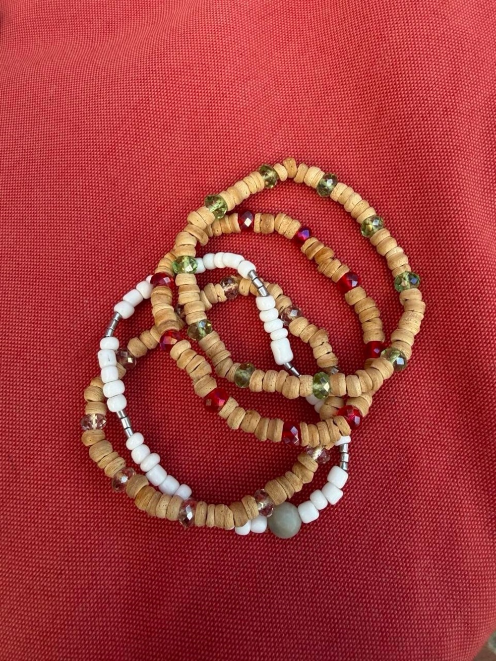 Multi-colored beaded wooden bracelet set #boho #tropical #vacation